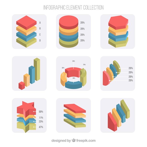 Colorful infographic elements collection in flat style