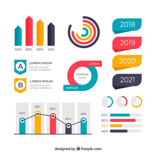 Colorful infographic elements collection in flat style