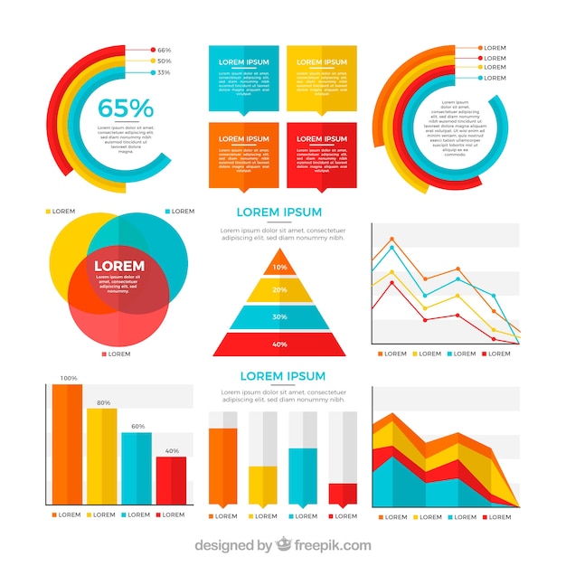 Free vector colorful infographic elements collection in flat style