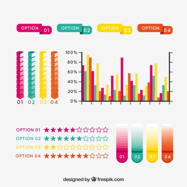 Colorful infographic elements collection in flat style