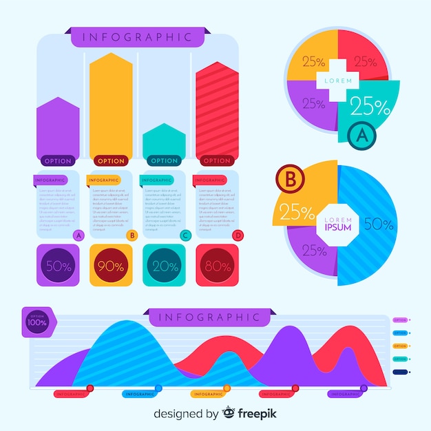 Colorful infographic elements pack