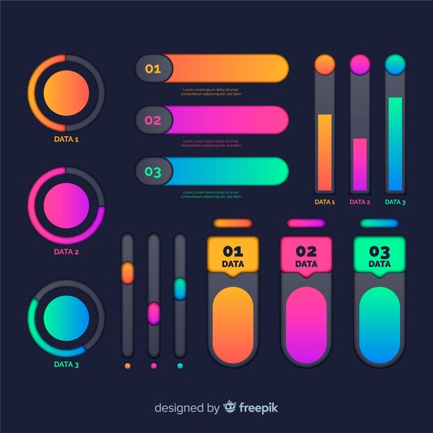 Colorful infographic elements with gradient effect