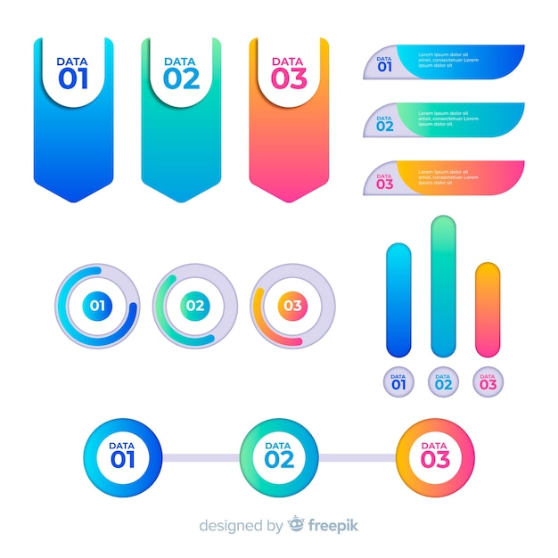 Colorful infographic elements with gradient effect