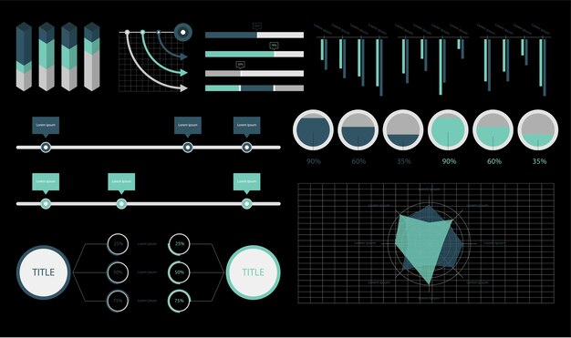 Colorful infographic graphs and diagrams illustration