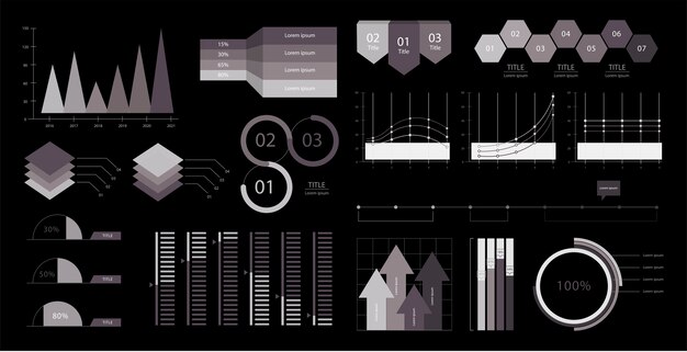 Colorful infographic graphs and diagrams illustration