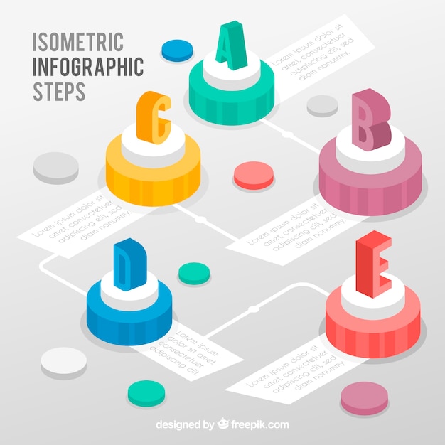 Colorful infographic steps collection in isometric style