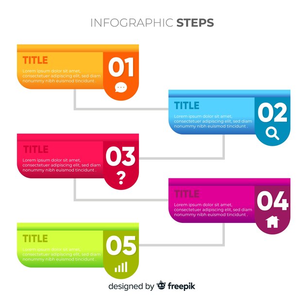 Colorful infographic steps collection