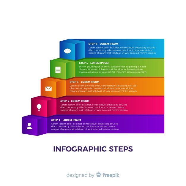 Colorful infographic steps collection