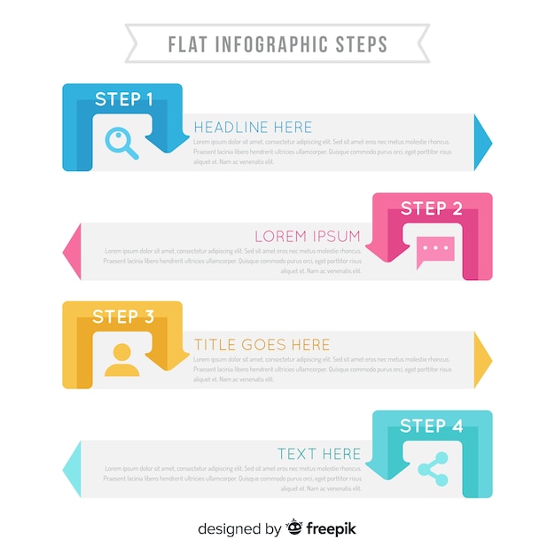 Colorful infographic steps collection