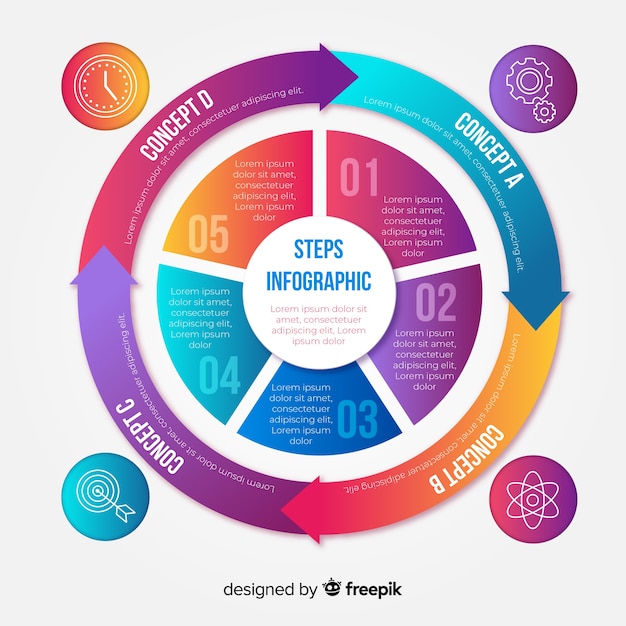 Colorful infographic steps design template