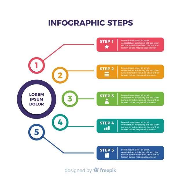 Colorful infographic steps flat design