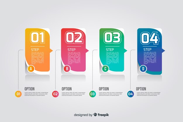 Colorful infographic steps flat design