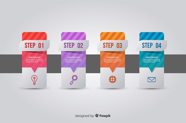 Colorful infographic steps flat design