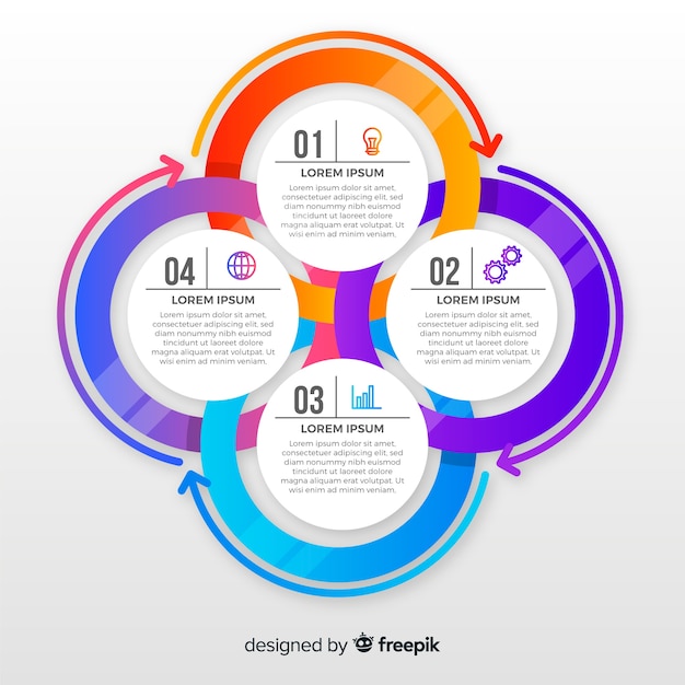 Colorful infographic steps flat design