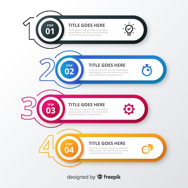 Colorful infographic steps flat design