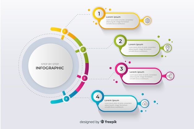 Colorful infographic steps flat design