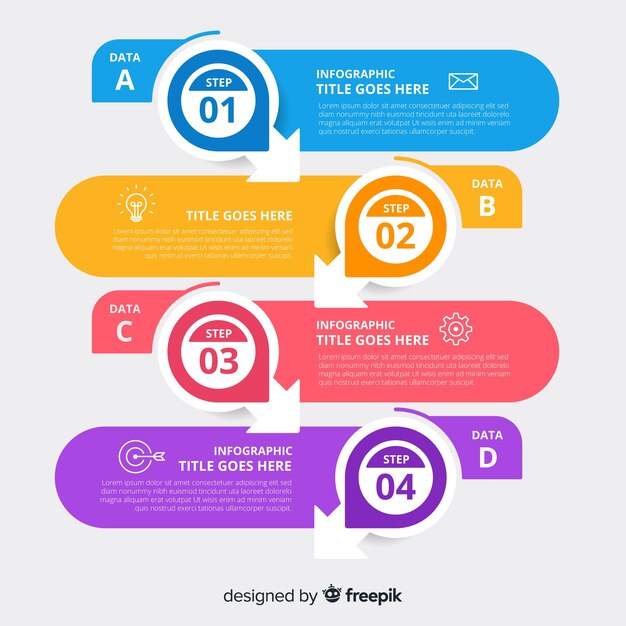 Colorful infographic steps template flat design