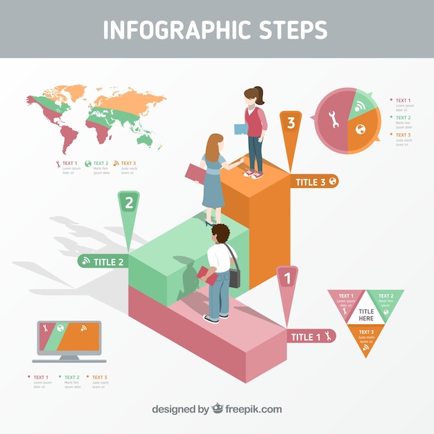 Free Vector colorful infographic steps with people in isometric style