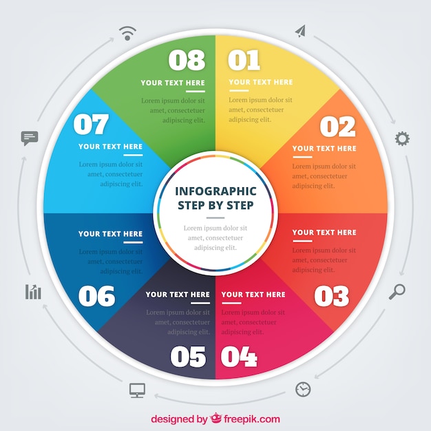 Colorful infographic template with circular style