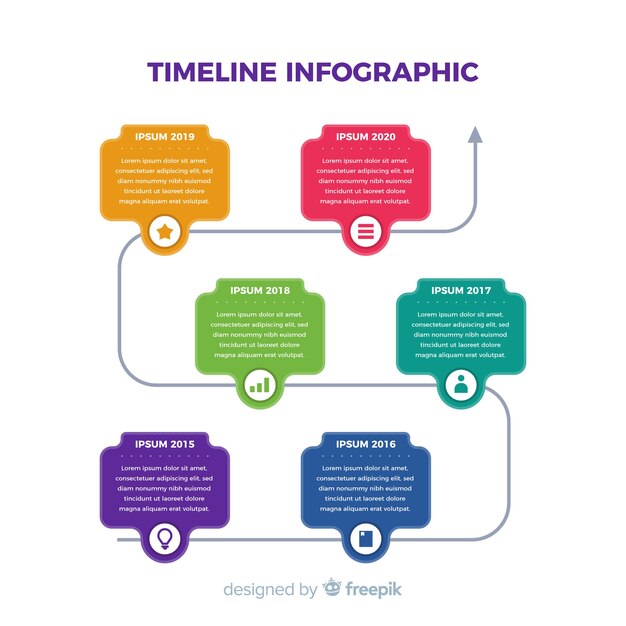 Colorful infographic timeline flat design