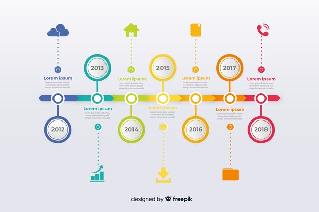 Colorful infographics timeline flat design