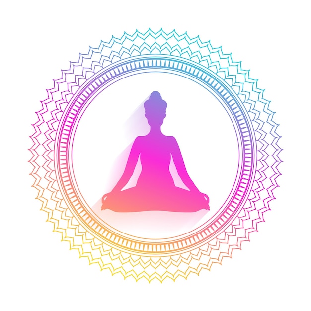 Free Vector colorful international yoga day meditation poster design