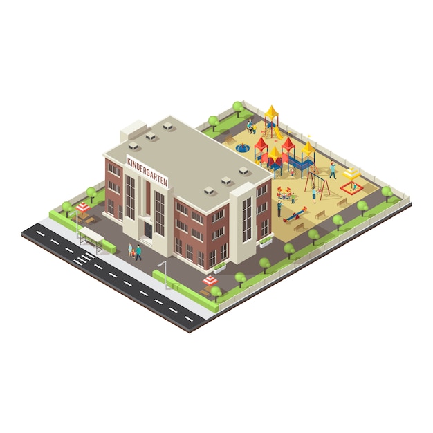 Free Vector colorful isometric children playground concept