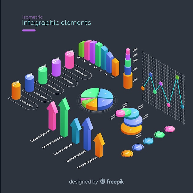 Colorful isometric infographics elements