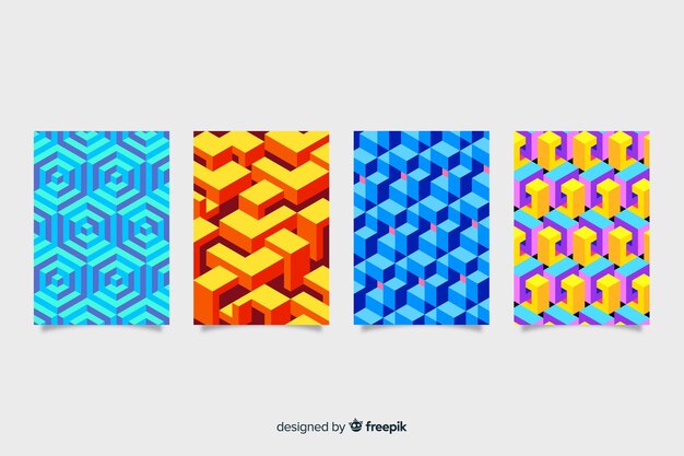 Colorful isometric pattern cover pack