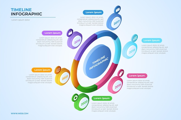 Colorful isometric timeline infographic