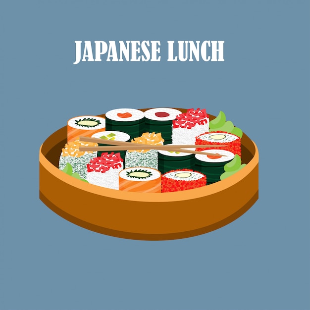 Free Vector colorful japanese food concept