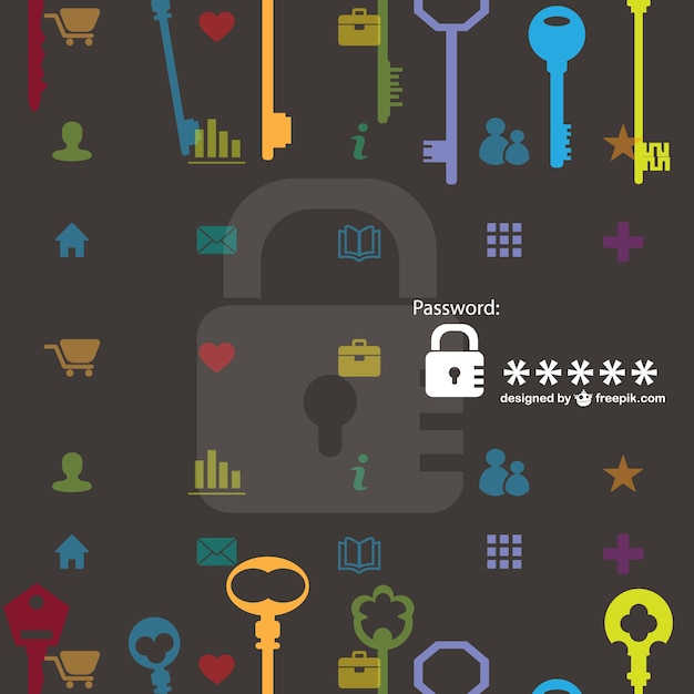 Free Vector colorful keys and password