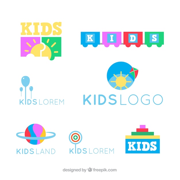 Colorful kids logo collection