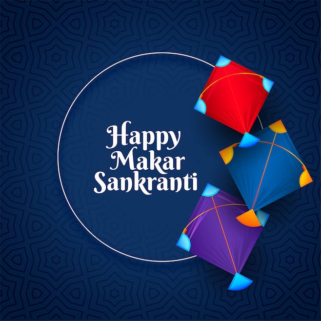 Free vector colorful kites makar sankranti card