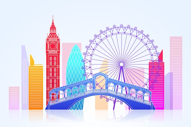 Free Vector colorful landmarks skyline