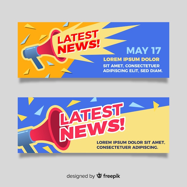 Colorful latest news banners