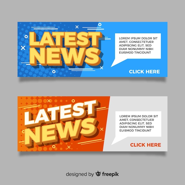 Colorful latest news banners