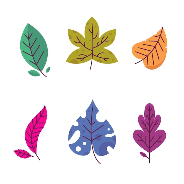 Free Vector colorful leaves collection flat design