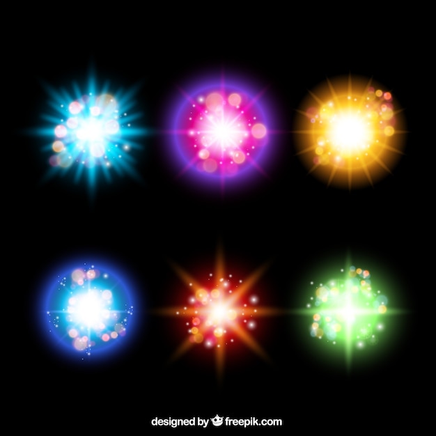 Free vector colorful lens flare collection