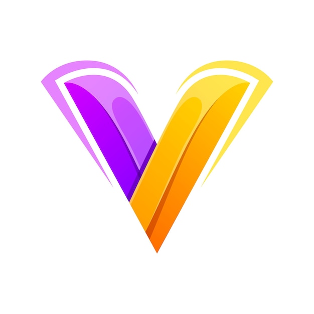 Colorful letter V icon logo design