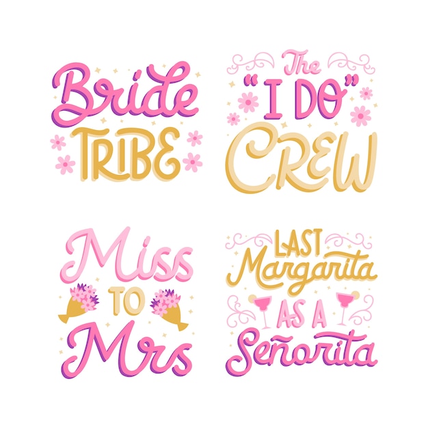 Free Vector colorful lettering of bachelorette party