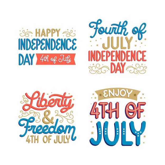 Free vector colorful lettering fourth of july