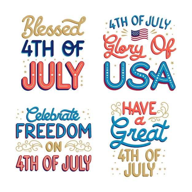 Free Vector colorful lettering fourth of july