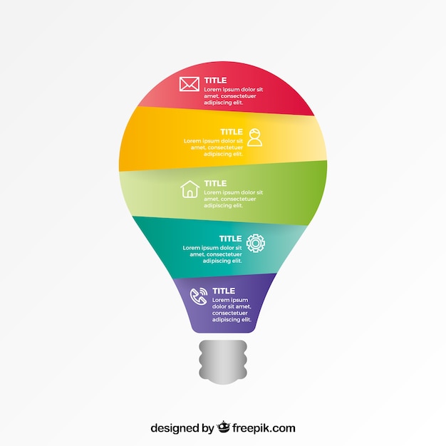 Colorful light bulb infographic in flat style