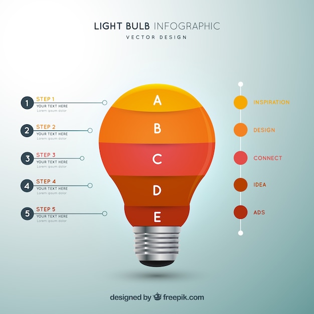 Free Vector colorful light bulb infographic in realistic style