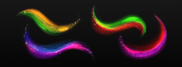 Free Vector colorful light trails with sparkles