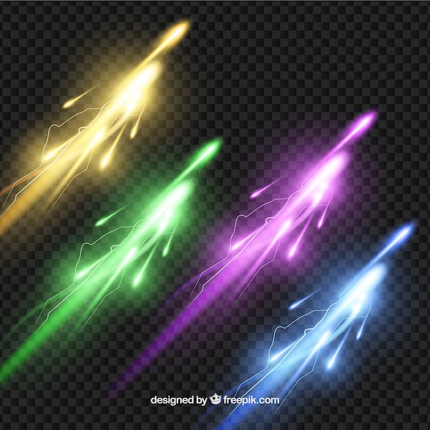 Free vector colorful lightnings