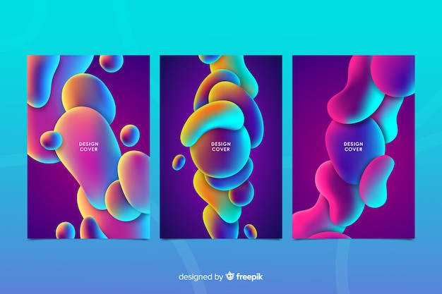 Free Vector colorful liquid effect cover collection