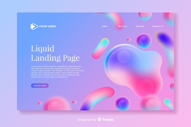 Colorful liquid landing page template