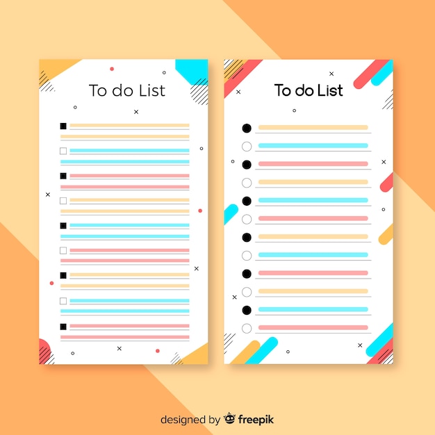 Free vector colorful to do list collection with flat design